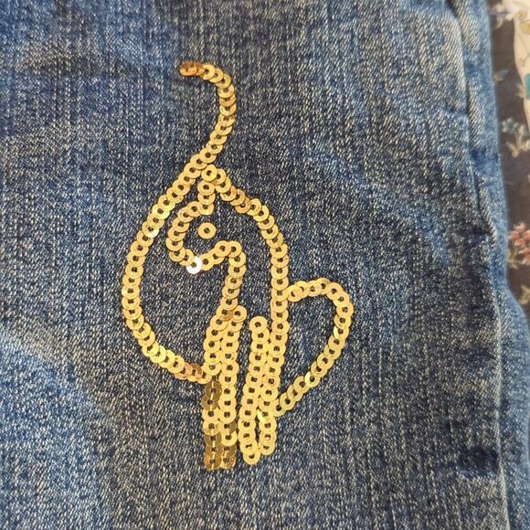 Baby‎ Phat girls vintage denim capris with gold sequins size 12 - Picture 3 of 7